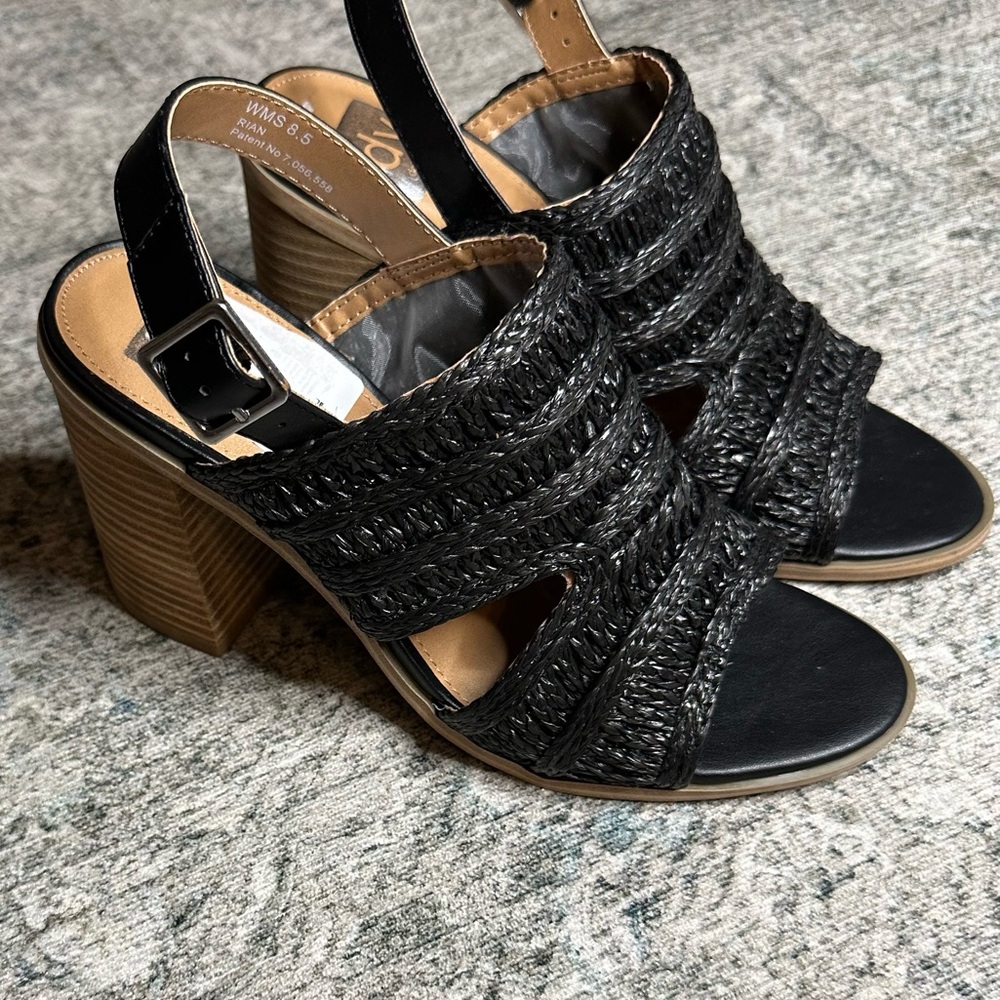 🆕Dolce Vita Rian Black Woven Straw Slingback Mule Sandals Size 8.5
